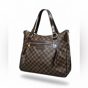 LV Louis Vuitton Designer-Style Brown Checkered Tote Bag classic leather style